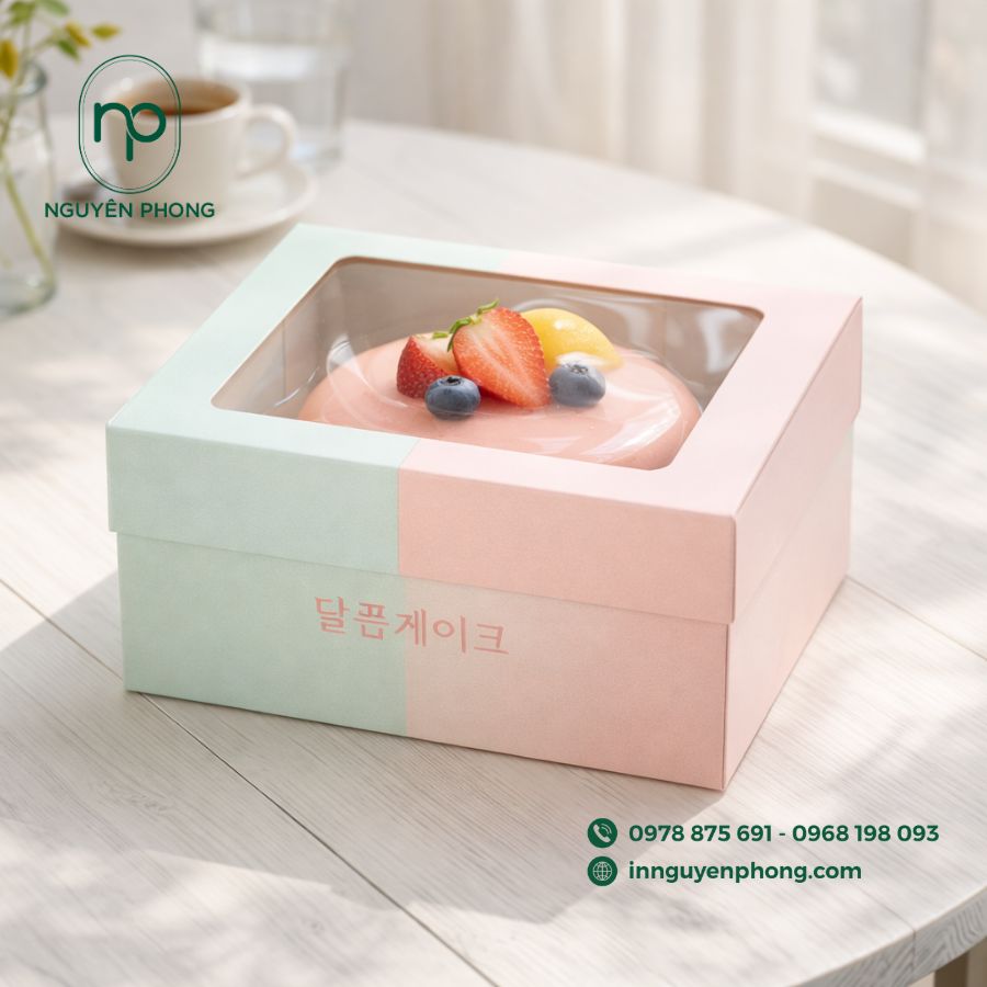 In hộp đựng bánh ngọt xinh xắn